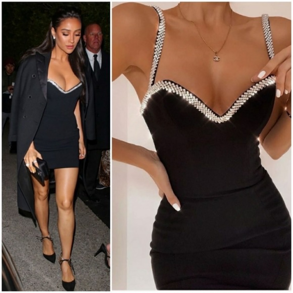 House of CB Gloriana rhinestone trim black dress - Picture 7 of 10